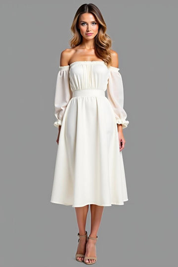 Robe de graduation blanche A Line Off The Shoulder